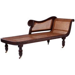 Antique 19th Century British Colonial West Indian Mahogany Recaimer or Chaise Longue
