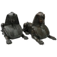 Pair of French Empire Revival Bronze Sphinx Sculptures