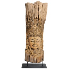 Southeast Asian Carving of a Goddess on Stand