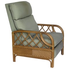 Vintage Rattan Reclining Lounge Chair