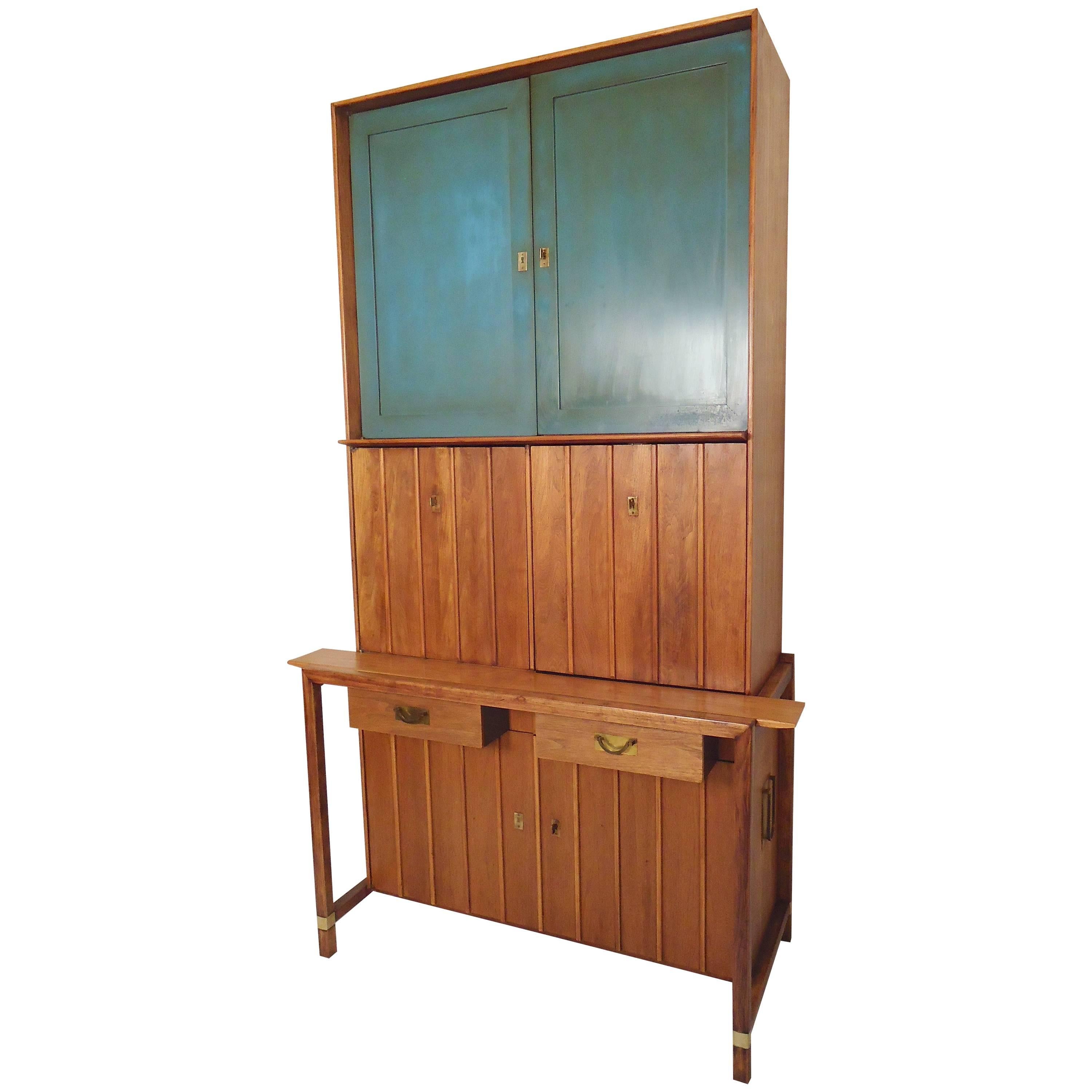 Mid-Century Two-Piece Hutch by Hickory