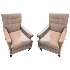 19th Century, Pair of Upholstered Club Chairs, England