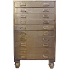 Vintage Industrial Flat File Cabinet on Casters