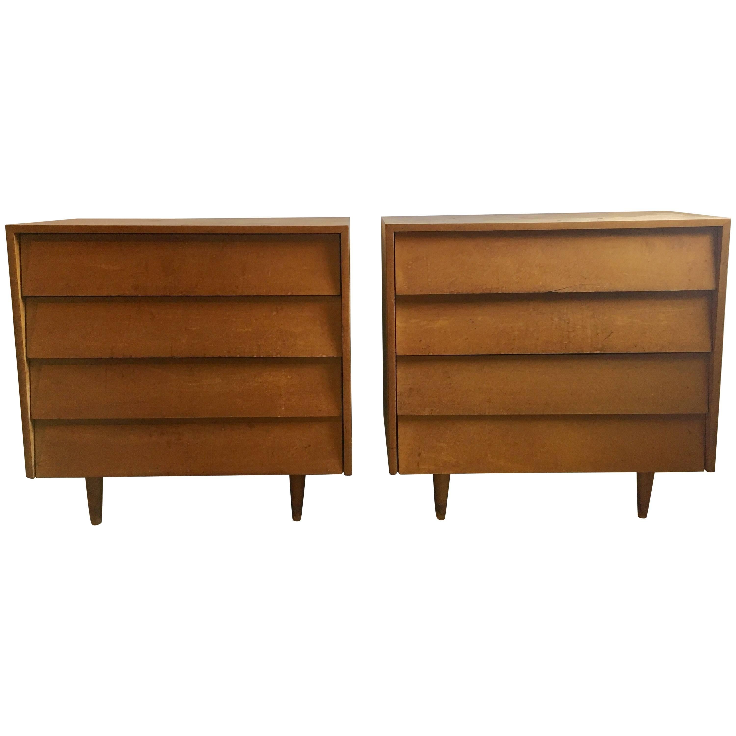 Pair of Florence Knoll Four-Drawer Maple Chests For Sale
