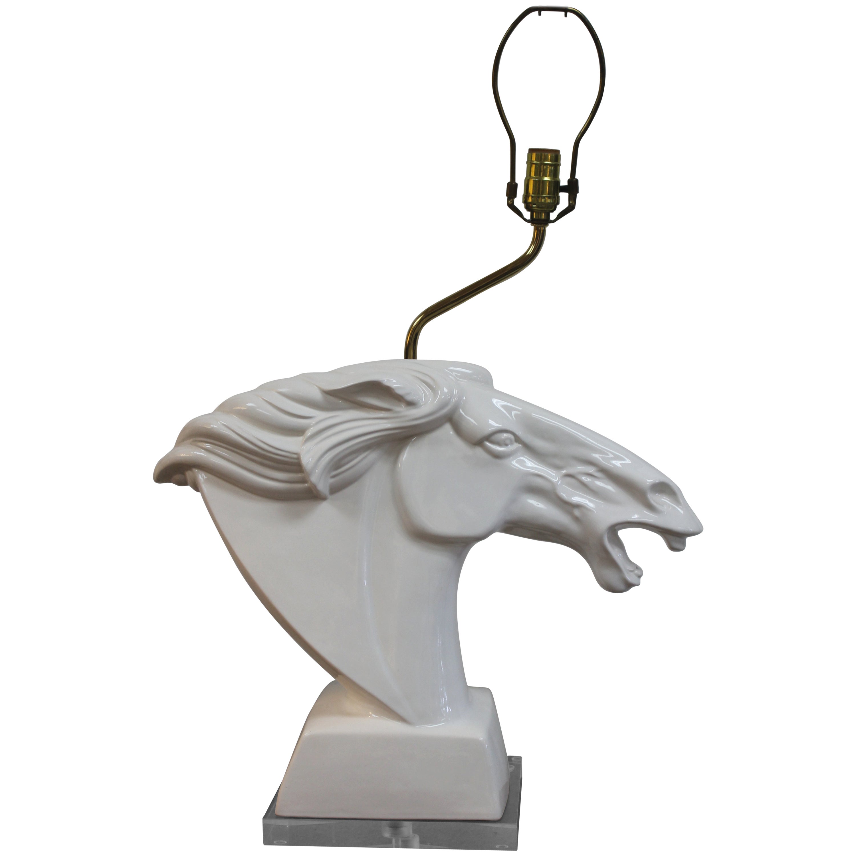 Pair Of Deco Horse Head Lamps For Sale at 1stDibs