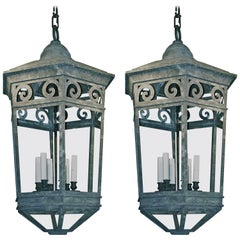 Pair of Large Copper Lanterns, England, 19th Century