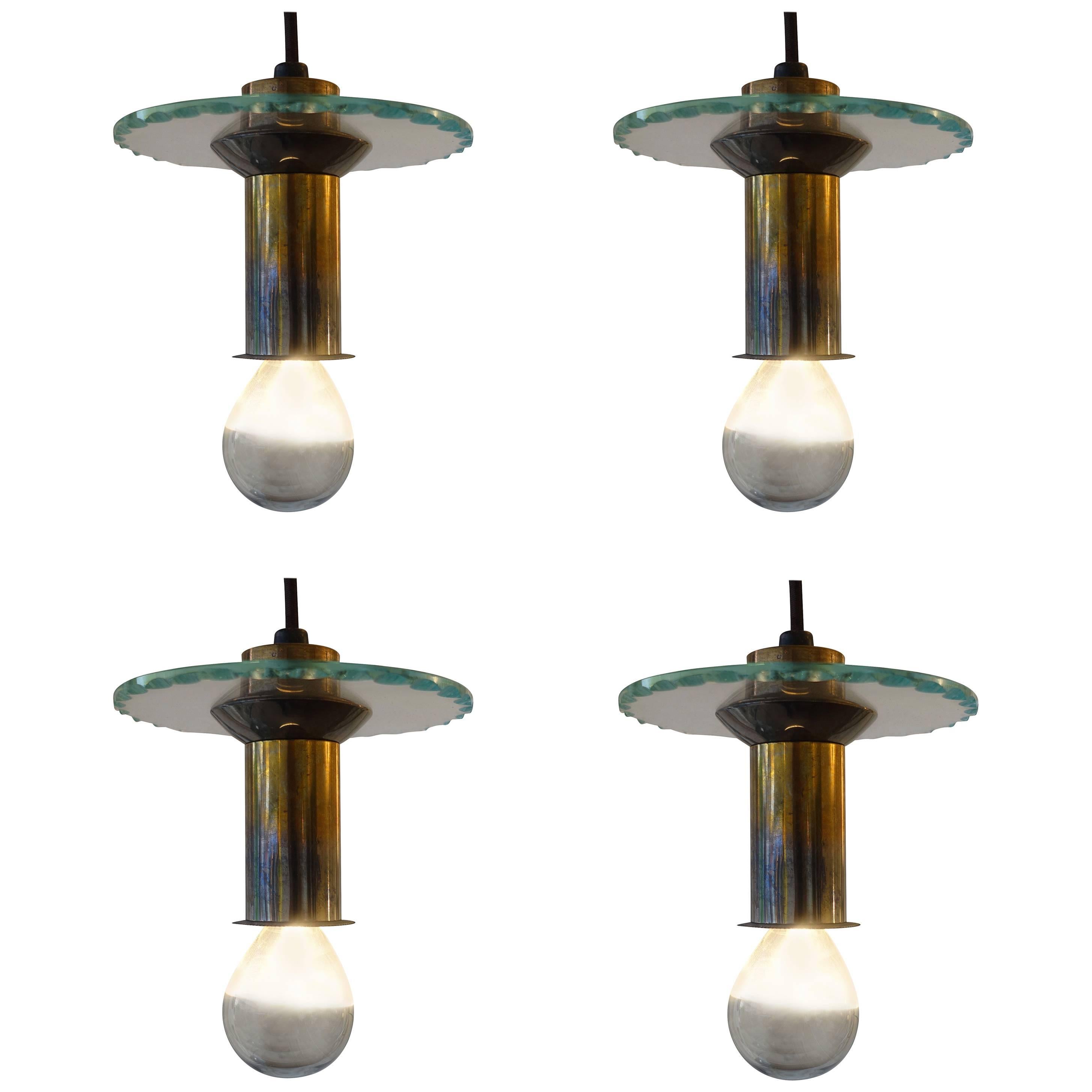 Set of Four Pendant Lights, Italy, 1940s