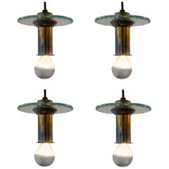 Set of Four Pendant Lights, Italy, 1940s