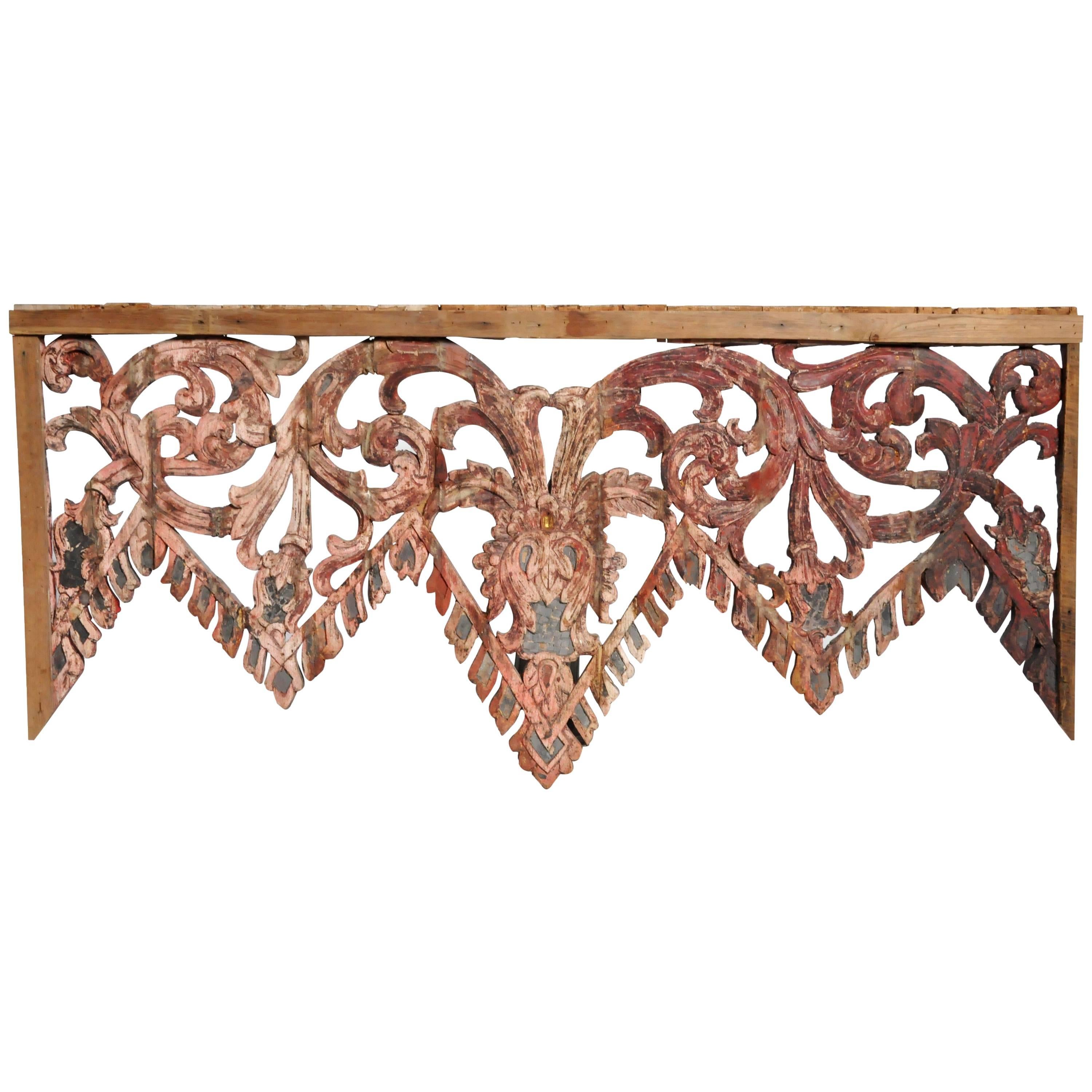 Carved Temple's Entrance Arch with Original Color