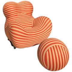 Stripe Gaetano Pesce Series 2000 Up Chair & Ottoman by B & B Italia "La Donna"