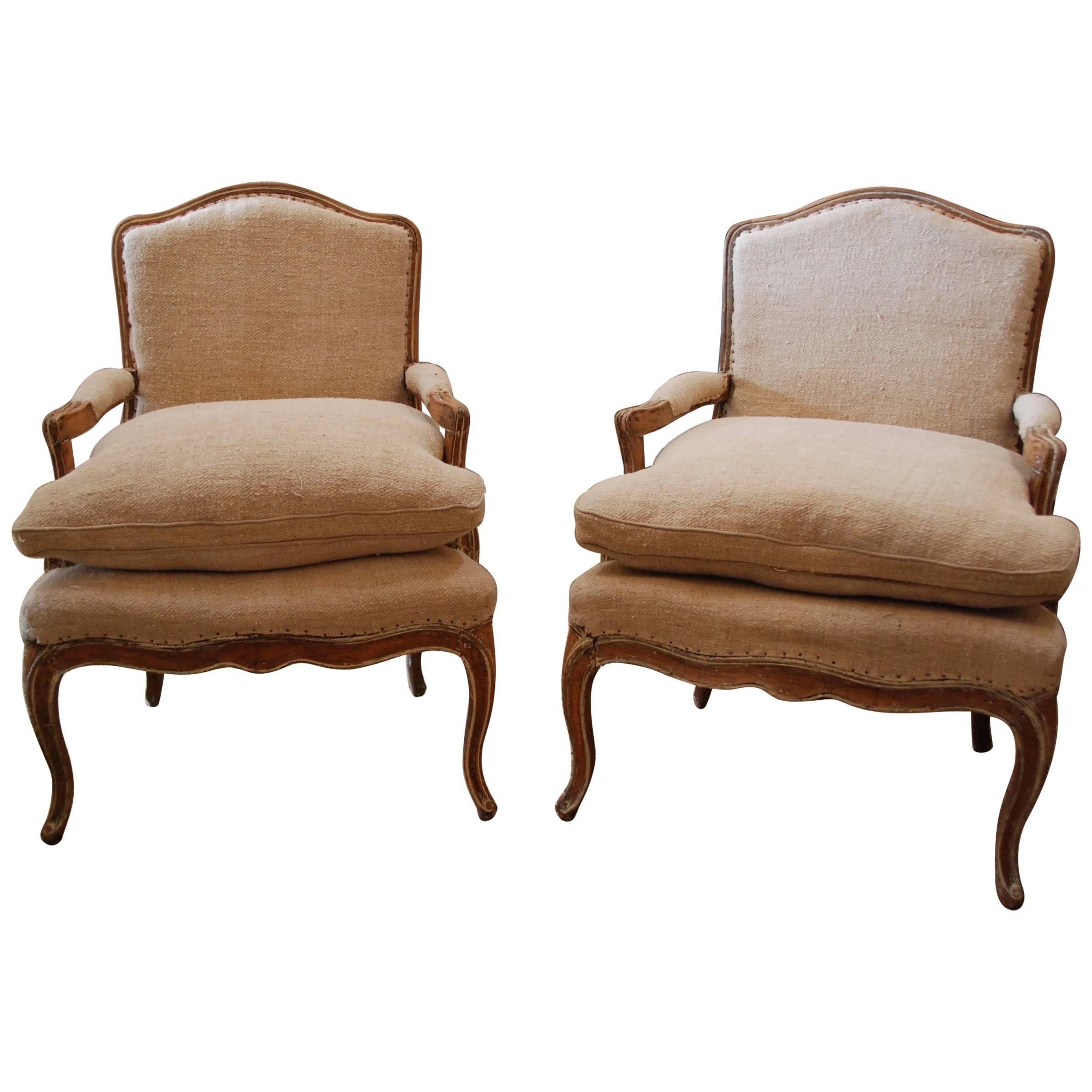 Pair of 19th Century French Bergère Chairs For Sale