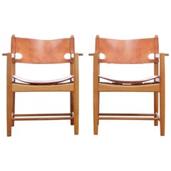 Mid-Century Modern Scandinavian Pair of Armchairs by Børge Mogensen Model 3238