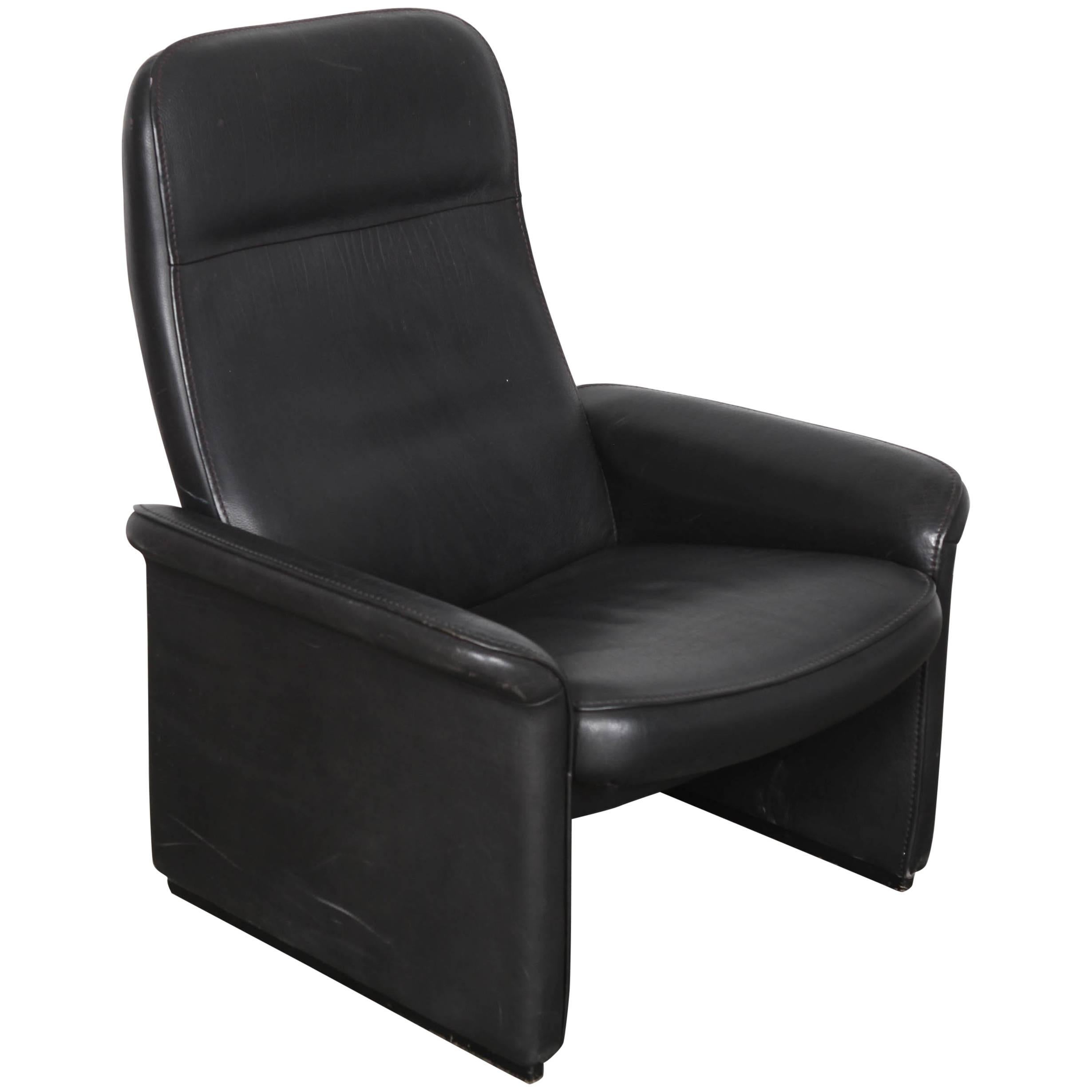 De Sede Black Leather Reclining Ds-50 Lounge Chair