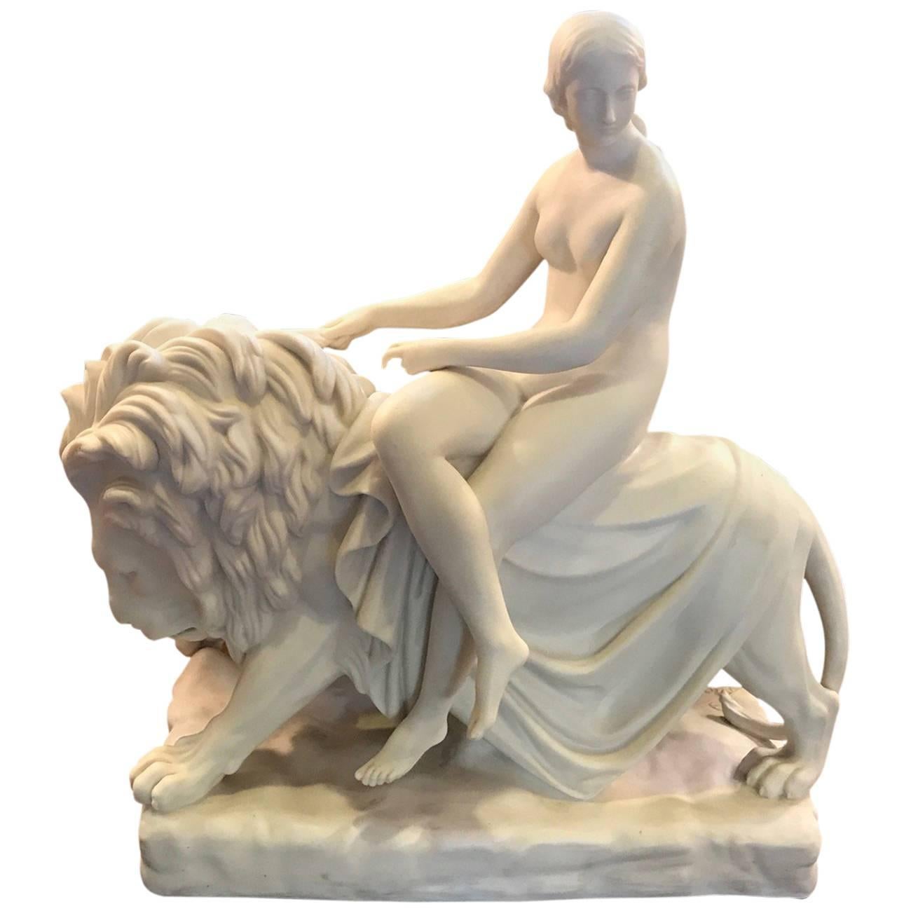 English Minton Porcelain Figure of Una and the Lion, 1847