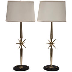 BRASS STARBURST Design Table Lamps [PAIR]