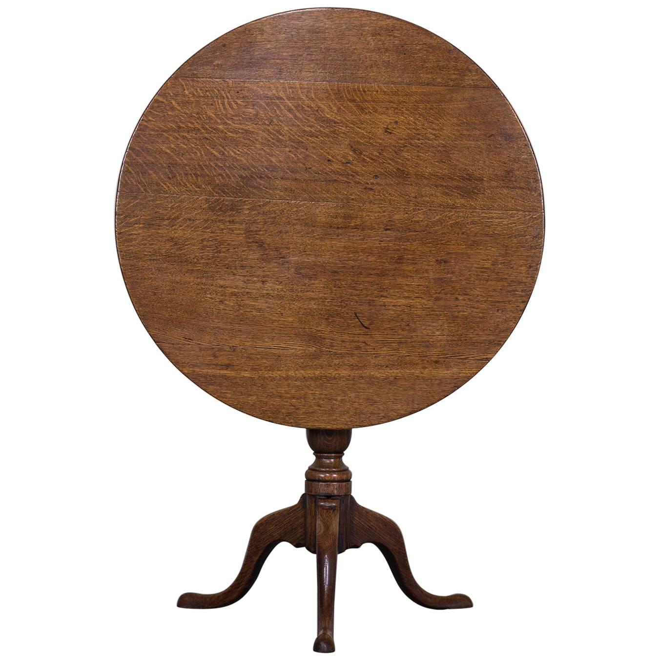 George III Period Antique English Oak Tilt-Top Table, circa 1790