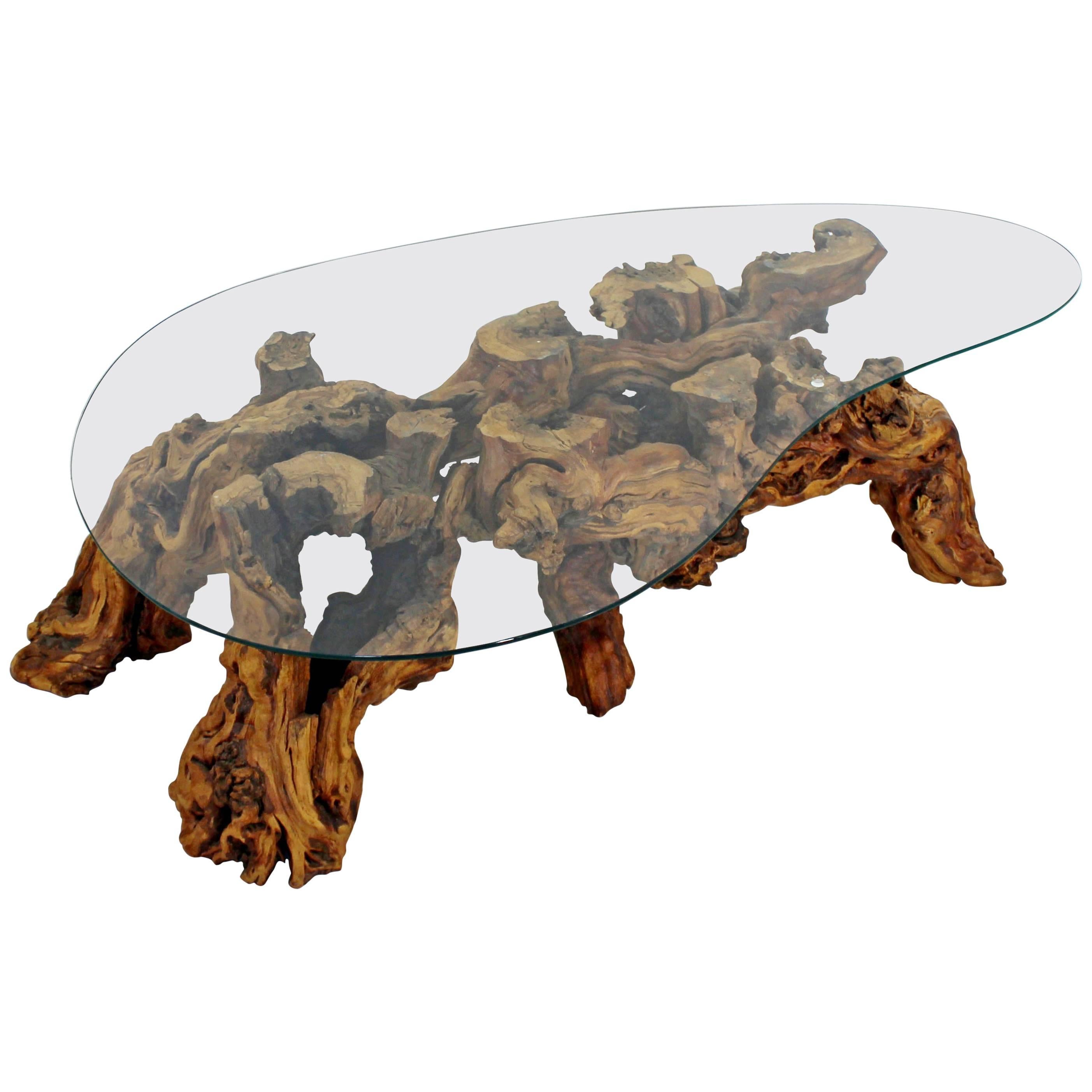 Mid-Century Modern Michael Weiss Grapevine Kidney Glass Top Coffee Table