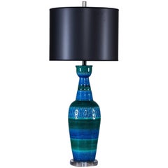 Tall Bitossi Blue Rimini Aldo Londi Vintage Italian Lamp, circa 1960