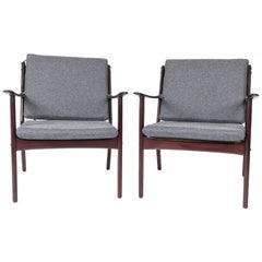 Pair of Ole Wanscher Easy Chairs Model Pj112 in Mahogany