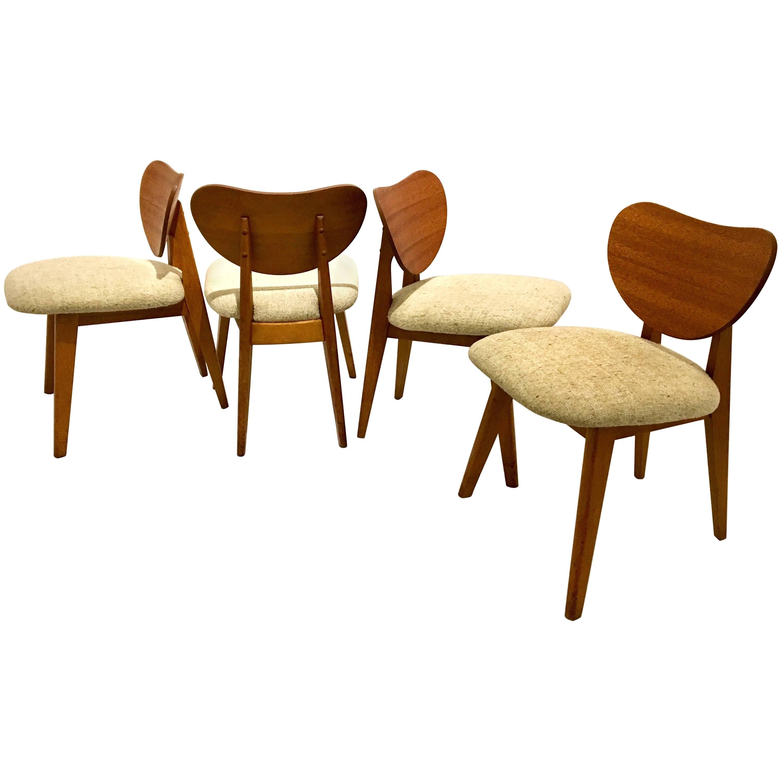 American, Mid Century Set of Four Dining Hearth Chairs by Brown Saltman