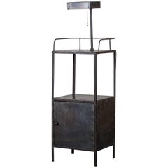 Vintage Industrial French Metal Cabinet with Light, circa 1940