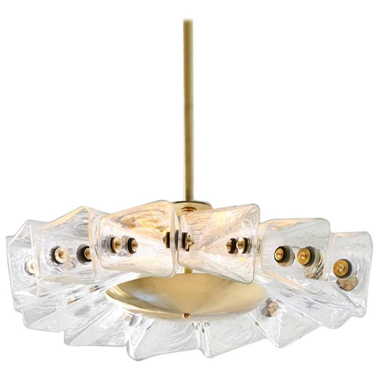 Anthony Bianco Blown Glass Brass Polaris Chandelier For Sale