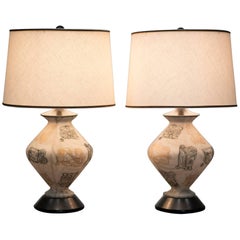 [Pair] ITALIAN OVOID SHAPED glass Table Lamps