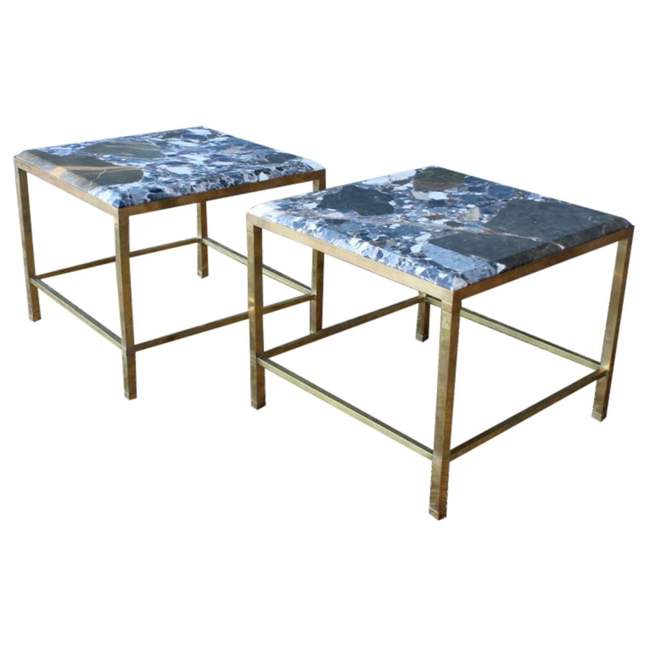 Pair of Brass Tables by Maison Jansen, France