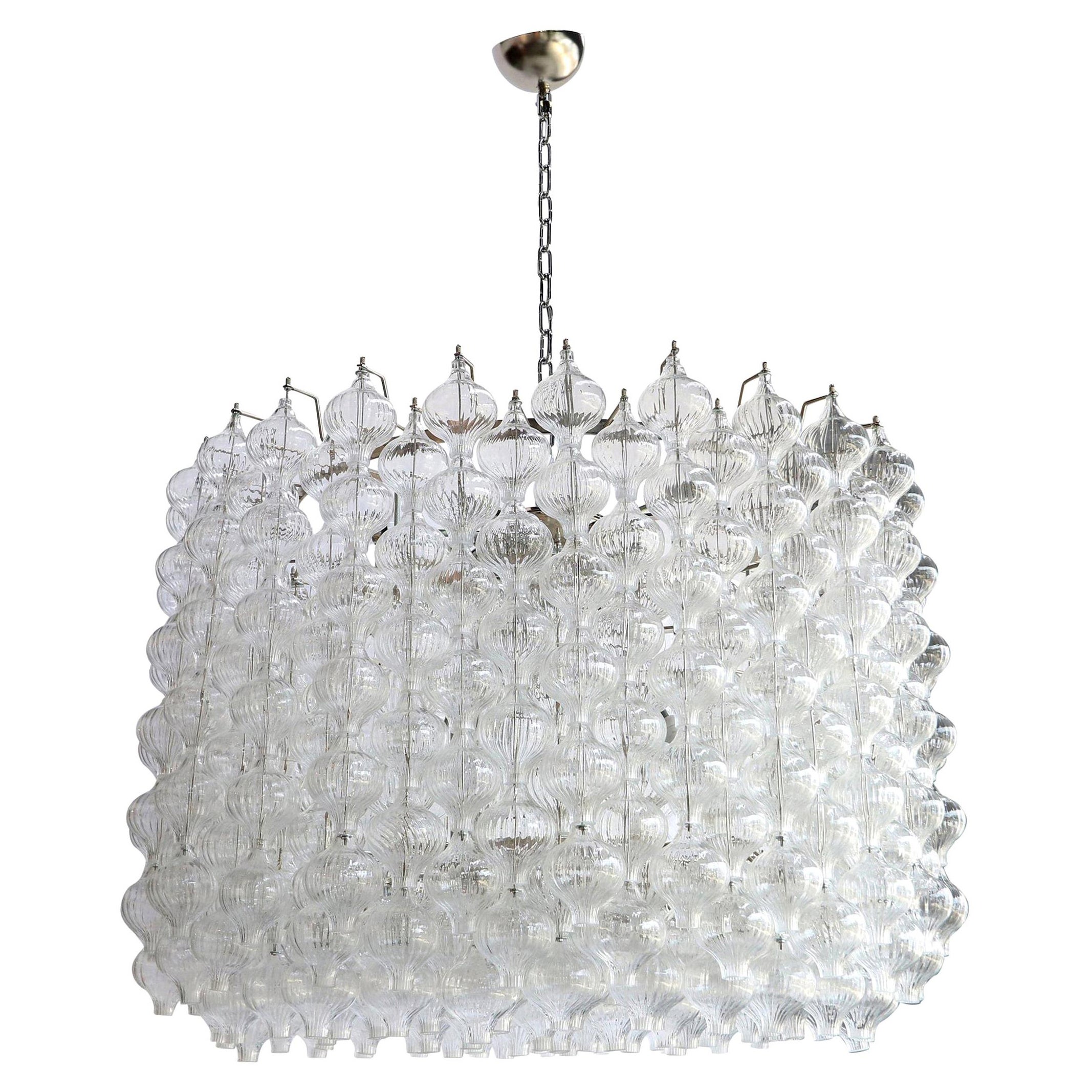 Murano Clear Glass 1980s Tulip Drum 