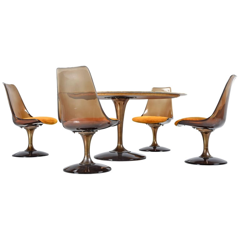 Chromcraft Amber Acrylic with Shag Fabric Chairs and Faux ...