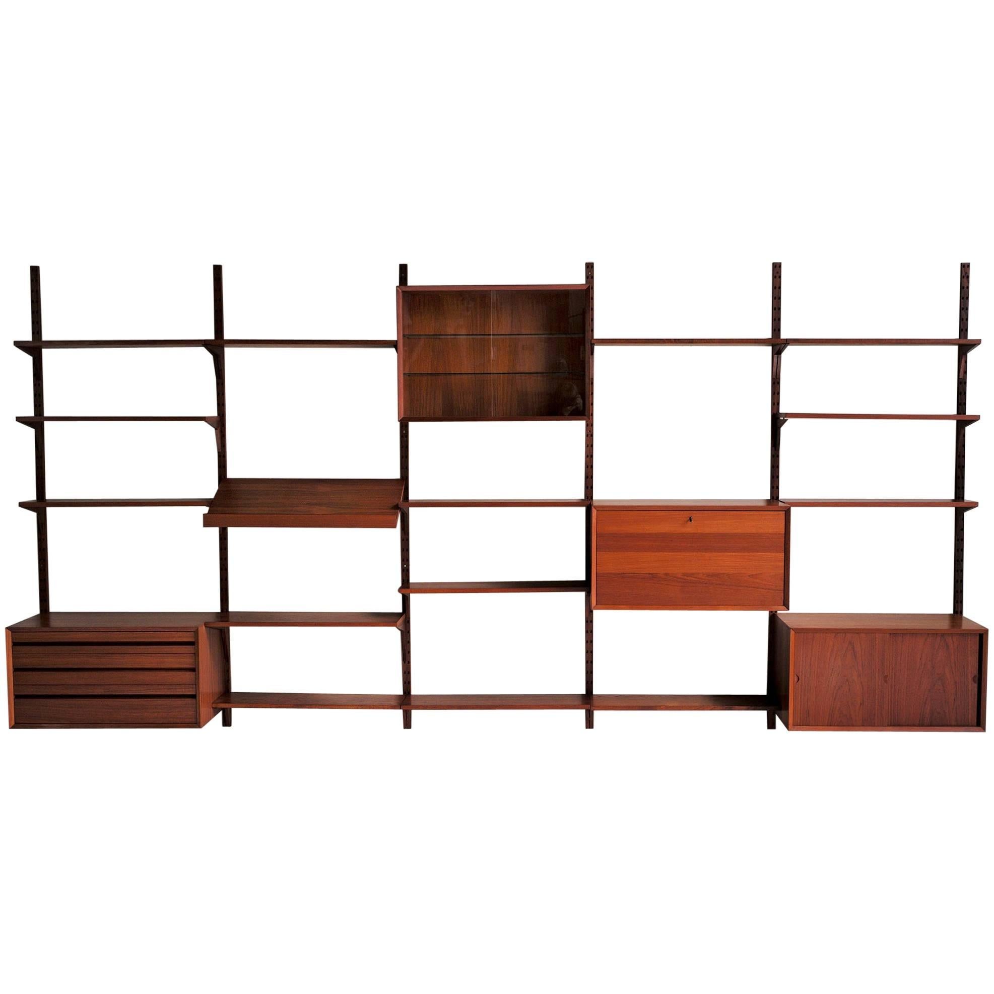 Danish Wall Bookcase by Poul Cadovius for Royal System, 1960s