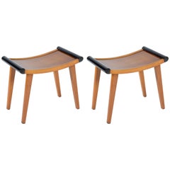 Pair of Art Deco Walnut Italian Stools