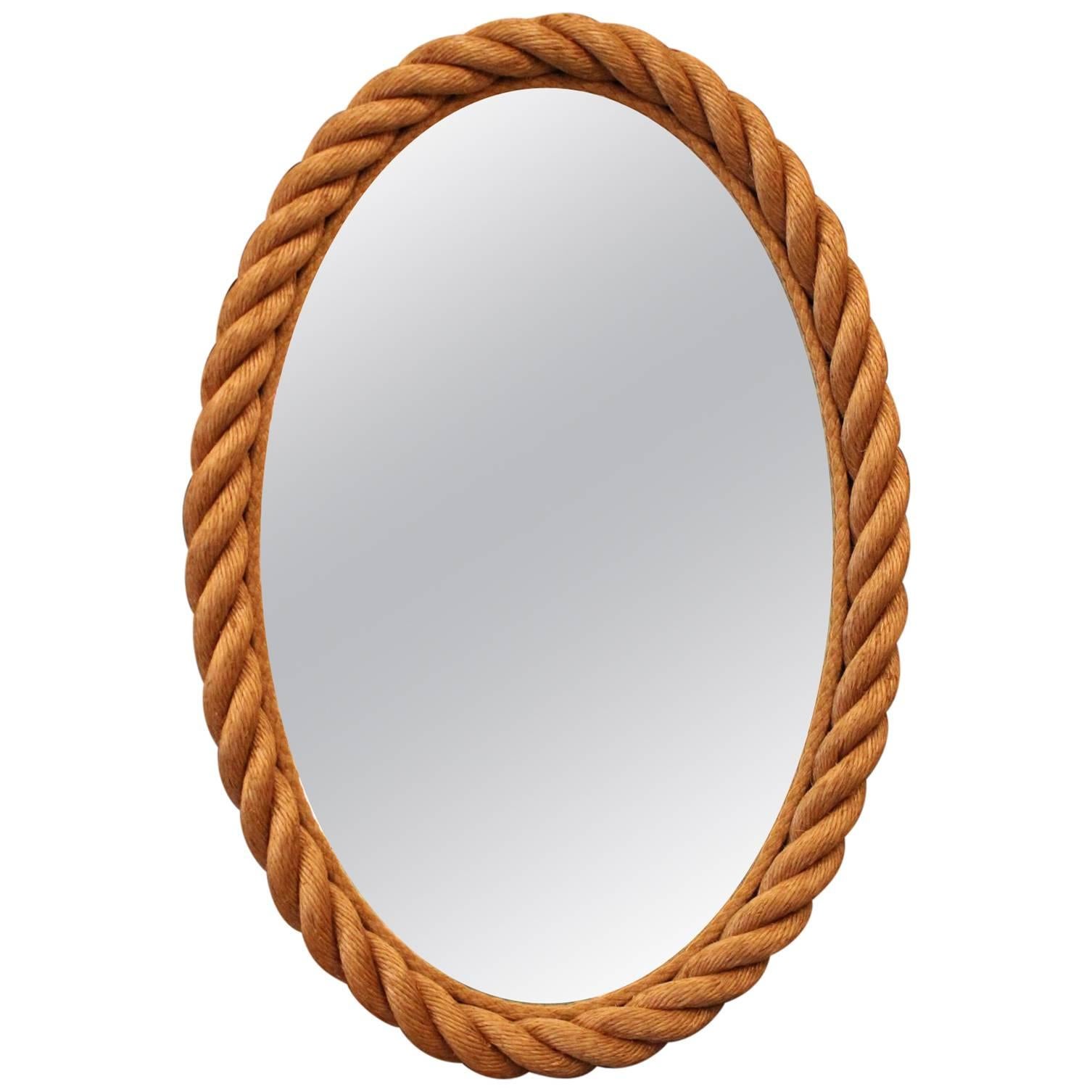 Beautiful Audoux et Minet Rope Mirror, circa 1960 For Sale