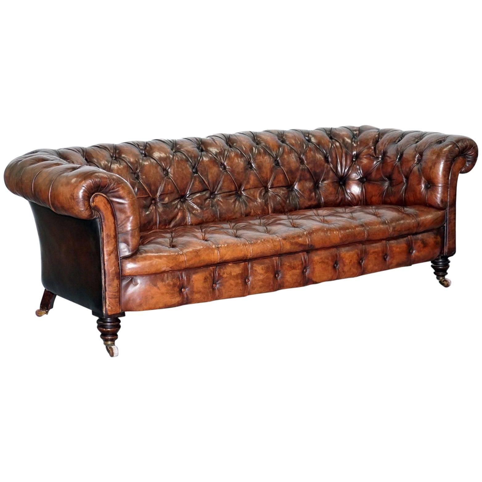 Victorian James Jas Shoolbred Chesterfield Sofa Fully Stamped, circa 1860