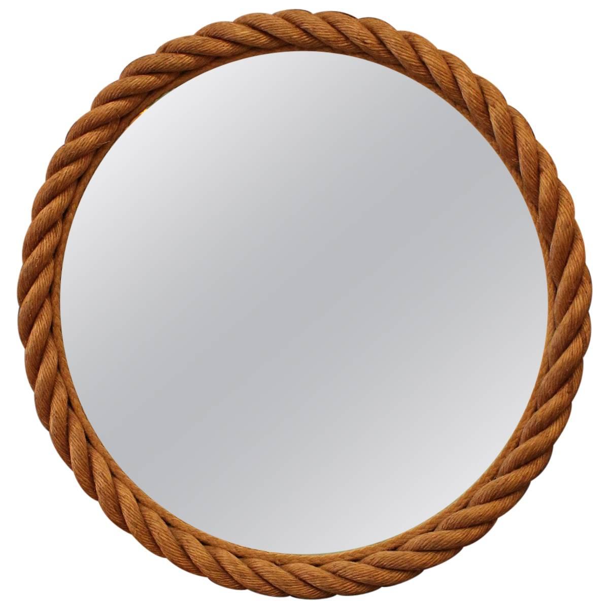 Beautiful Audoux and Minet Rope Rond Mirror, circa 1960
