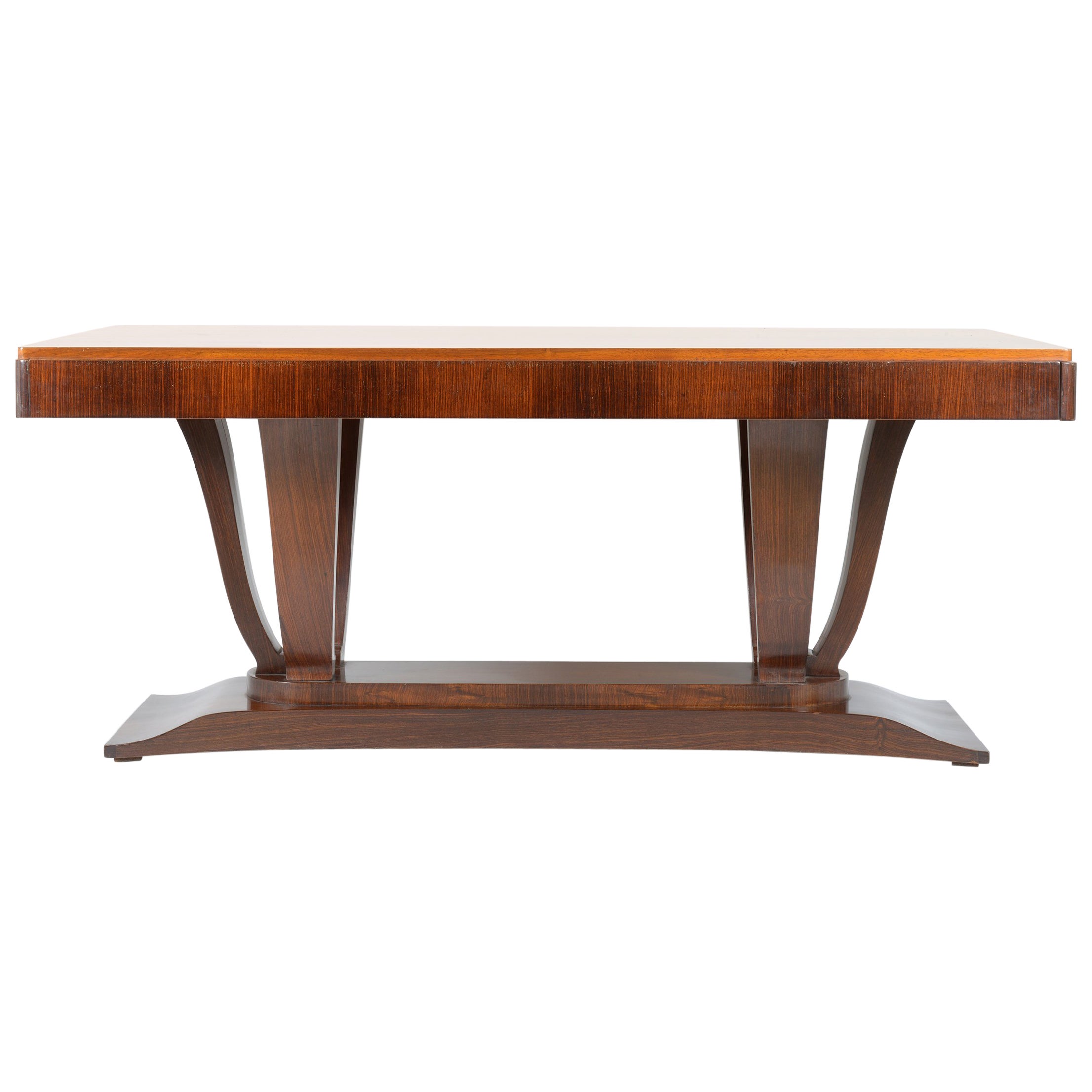 Unique Large Mahogany Art Deco Extendable Dining Table For Sale at 1stDibs