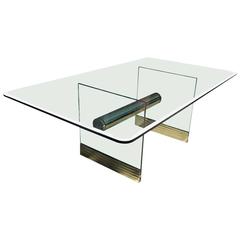 Monumental Long Glass Pace Dining Table or Desk 1