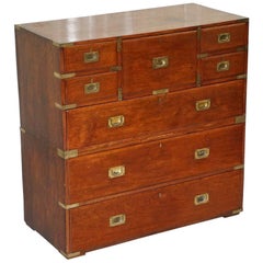 Rare 1870 Campaign Chest of Drawers with Original White & Co Ltd Paper Labels