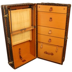 Vintage 1930s Louis Vuitton Stenciled Monogram Wardrobe Steamer Trunk, Malle Vuitton