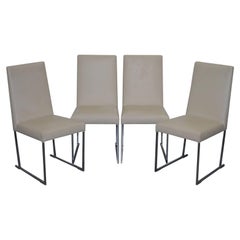 Four Antonio Citterio B&B Italia S47 Solo Dining Chairs Cream Leather