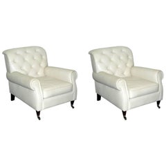 Pair of New Iof's Daphne White Leather Armchairs, Handmade in Italy
