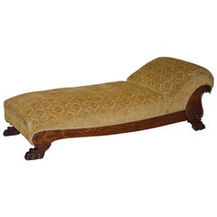 Chaise longue Regency en bois de rose sculpté à la main:: vers 1820