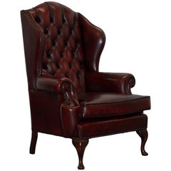 Bevan Funnell November Chesterfield Oxblood Leather Wingback Armchair