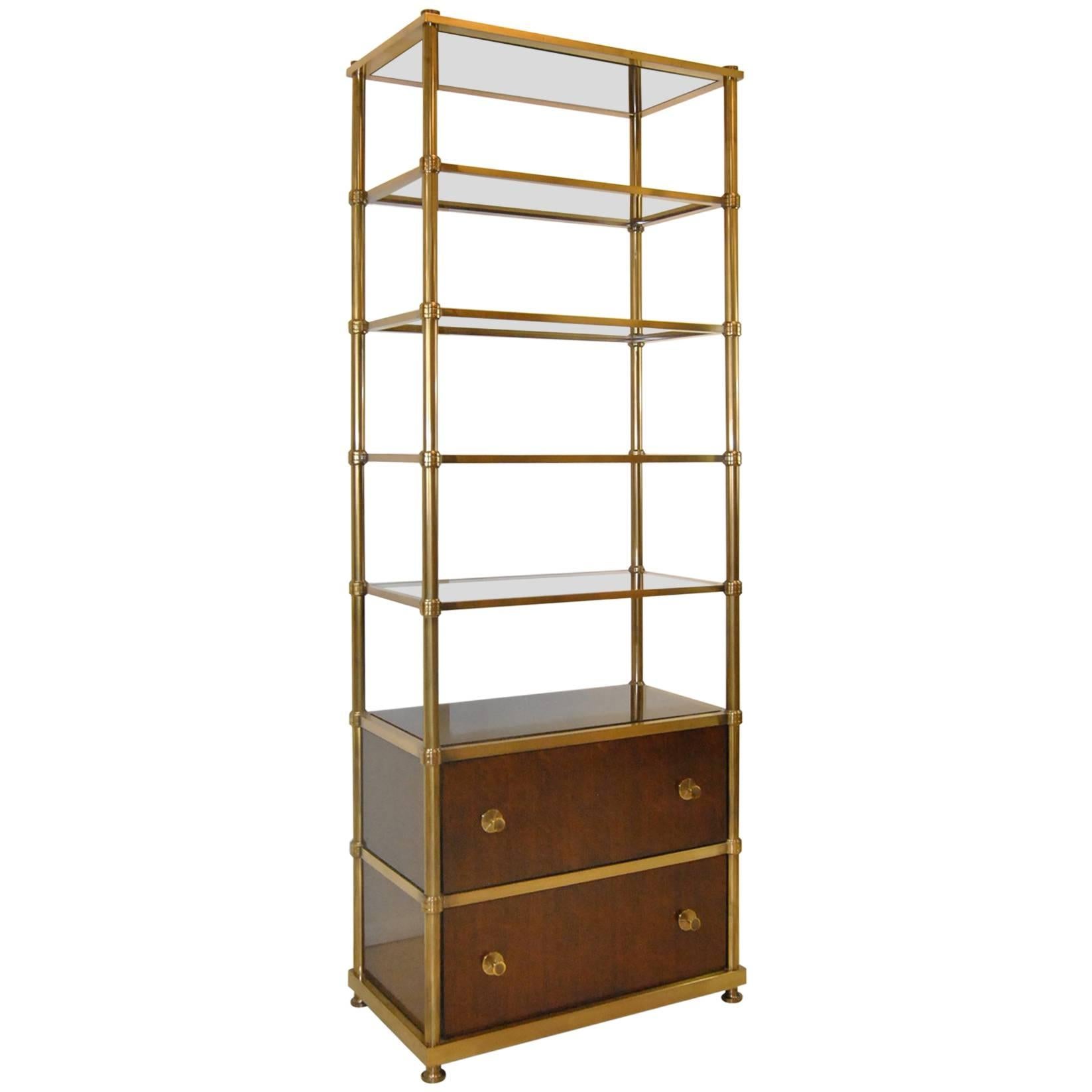 Brass and Walnut Frasier Etagere by Baker, Laura Kirar Collection