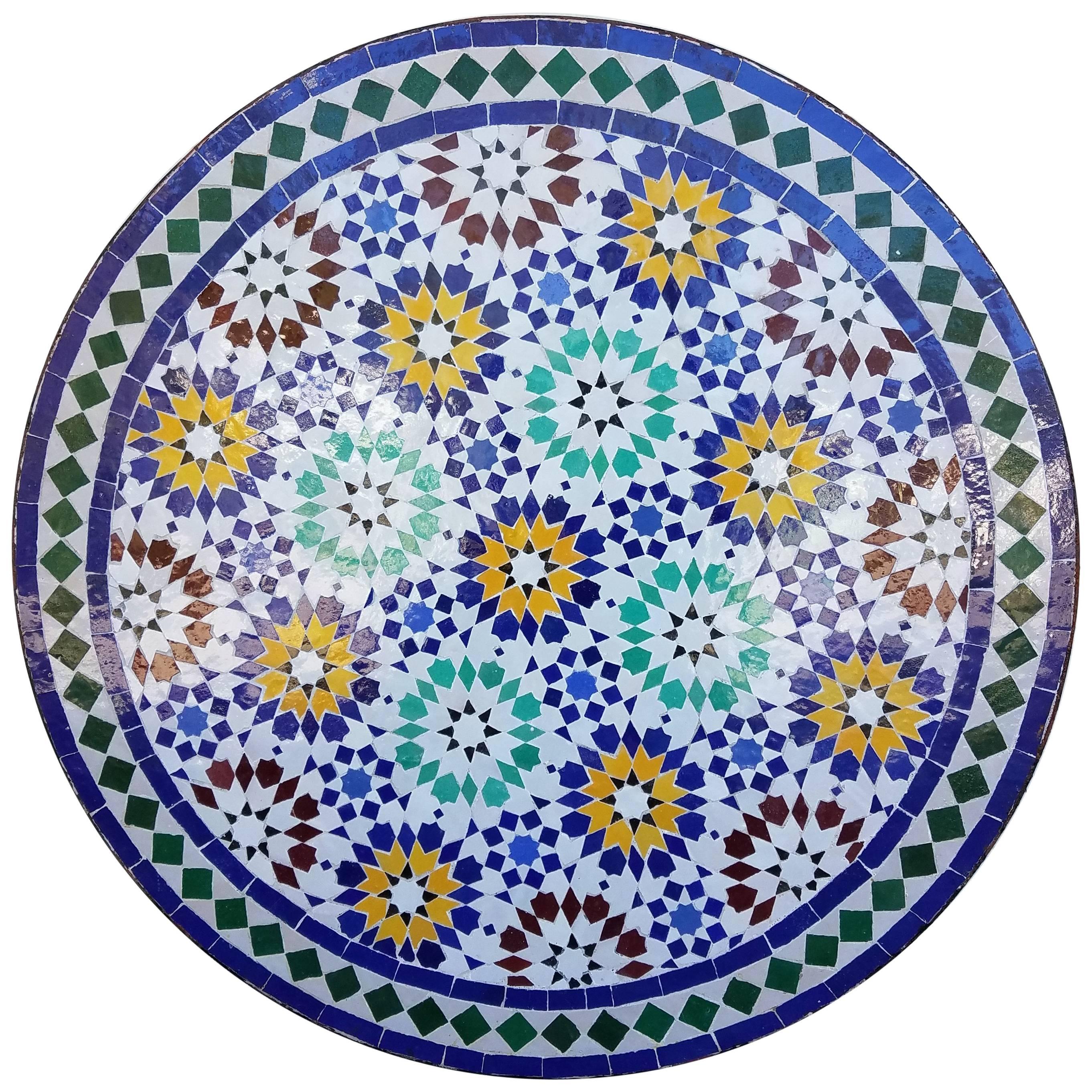 Moroccan Mosaic Table, Multi-Color Beldia For Sale