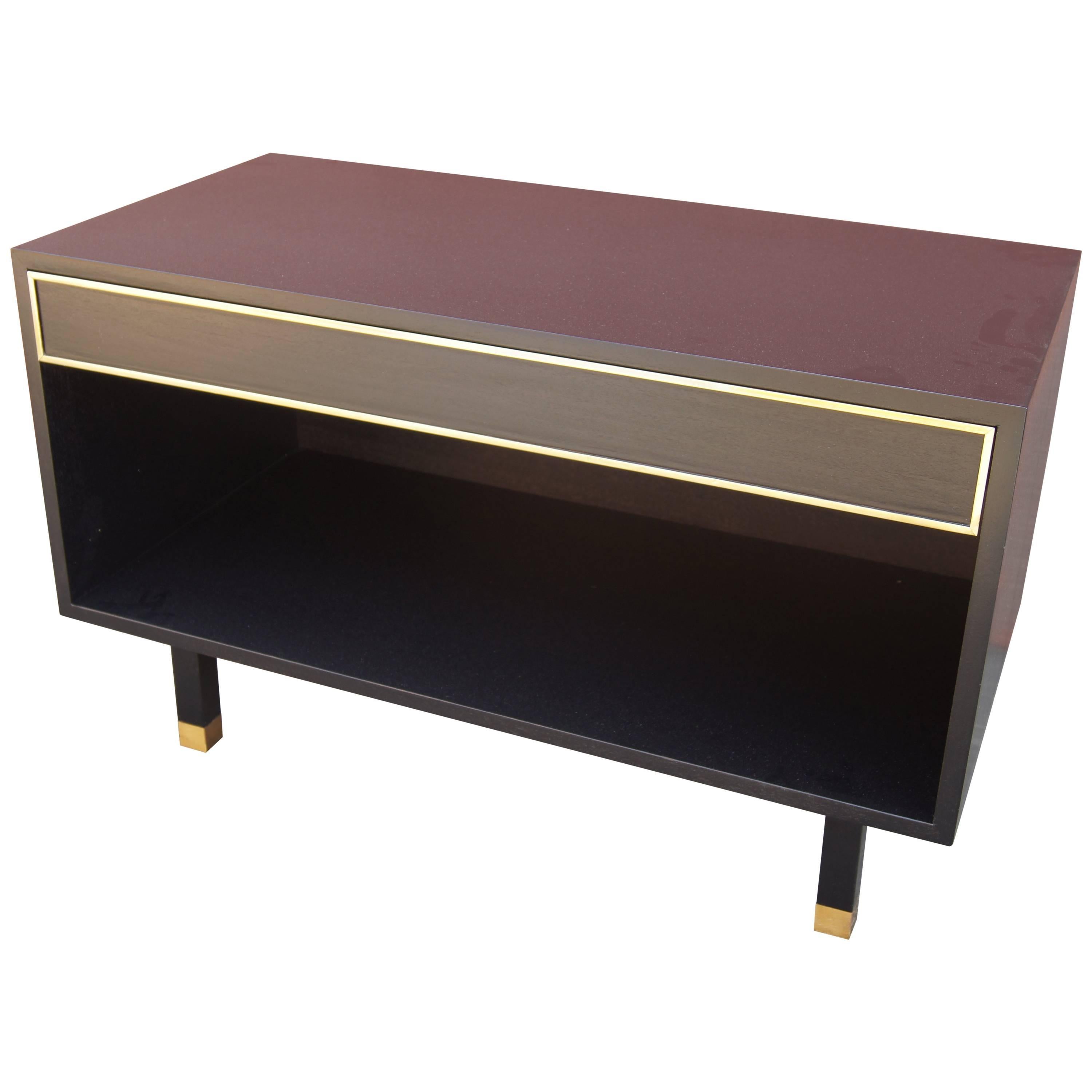 Ebonized Mahogany and Brass Chest or Nightstand by Harvey Probber For Sale