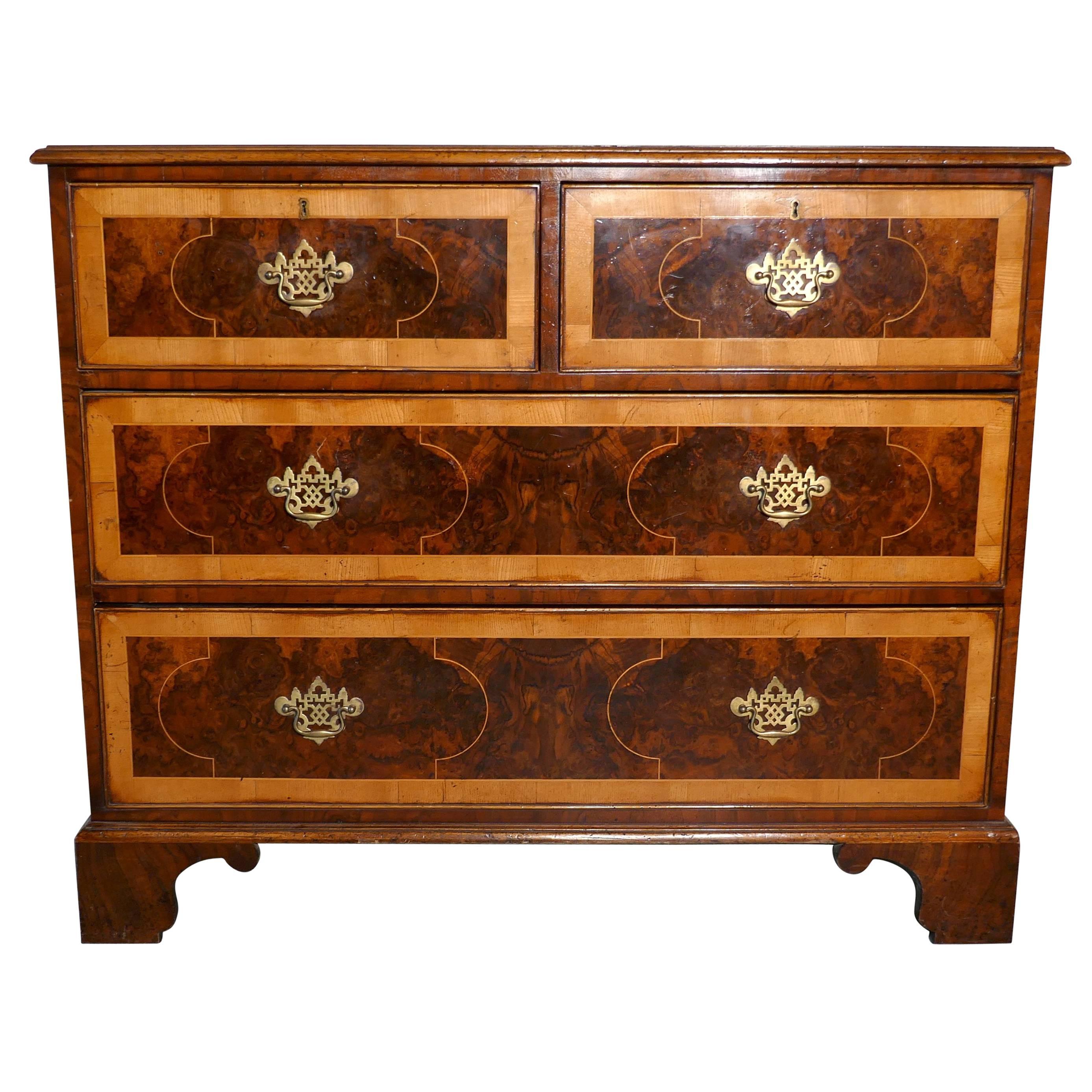 Early 19th Century Large Inlaid Walnut and Satinwood Chest of Drawers