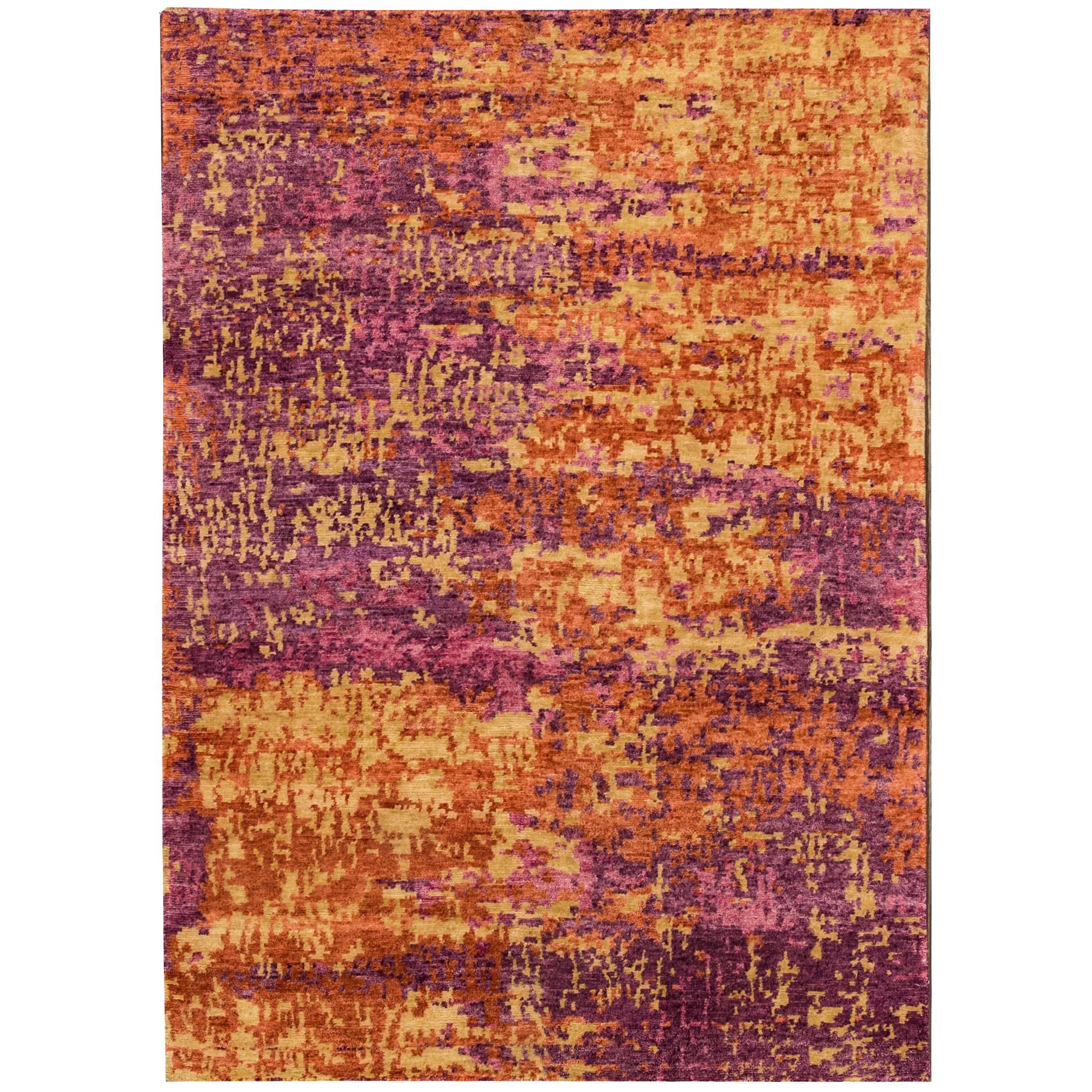 21st Century Modern Baby Blue Tibetan Rug, High Knot Count, Clover ...