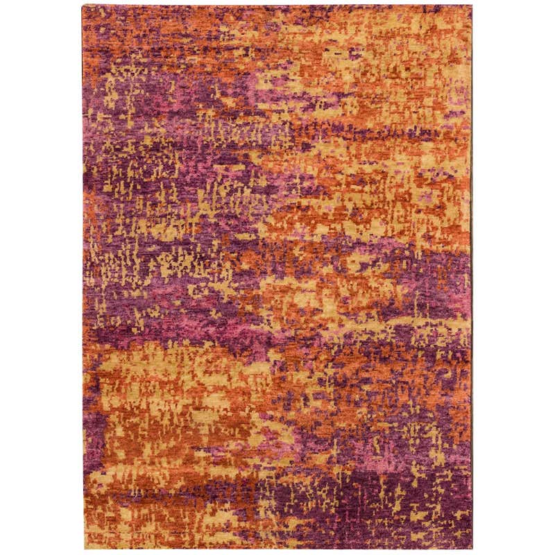 21st Century Modern Baby Blue Tibetan Rug, High Knot Count, Clover ...