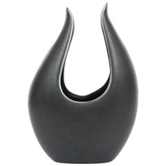 Rörstrand Short Black Caolina Vase by Gunnar Nylund